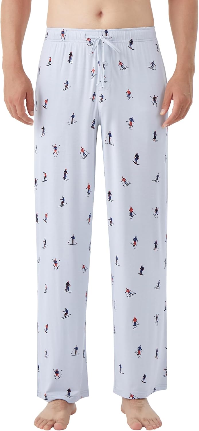 WiWi Viscose from Bamboo Mens Pajama Pants Soft Lounge Bottoms Sweatpants Sleep Pant Drawstring with Pockets S-XXL