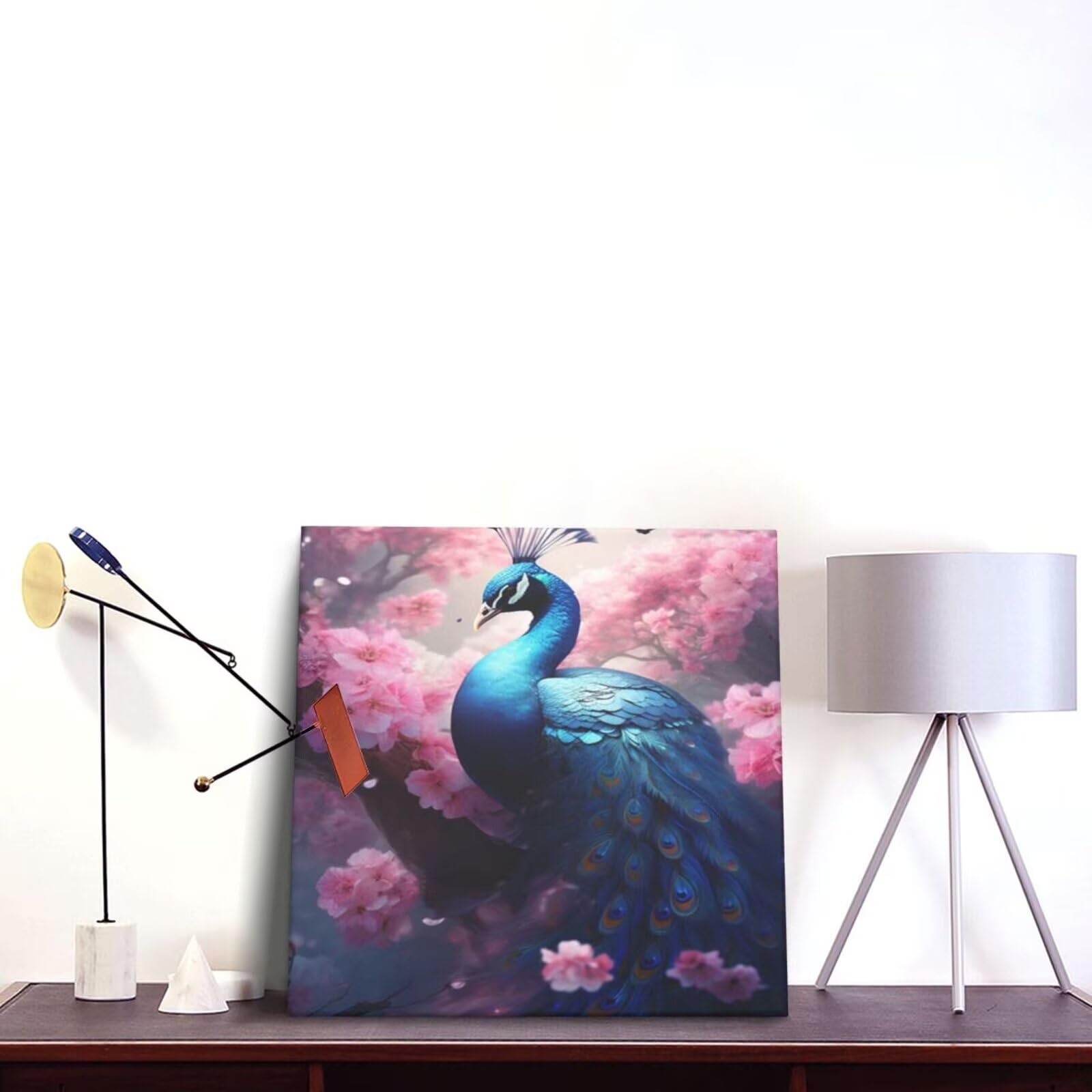 Malen nach Zahlen MK283 Malen-nach-Zahlen-Set für Erwachsene, Motiv: Pfau, Blume, Malen nach Zahlen für Anfänger, Acryl-Peinture a Numero mit 6 Pinseln, DIY-Ölgemälde, Kunsthandwerk für