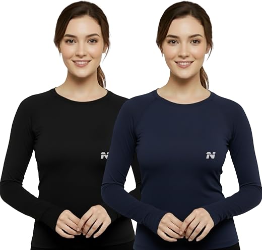 NINQ Women’s Athletic Compression Wear – Full Sleeve Workout &amp; Training T-Shirt Designed for Gym, Running, Yoga, and Sport...