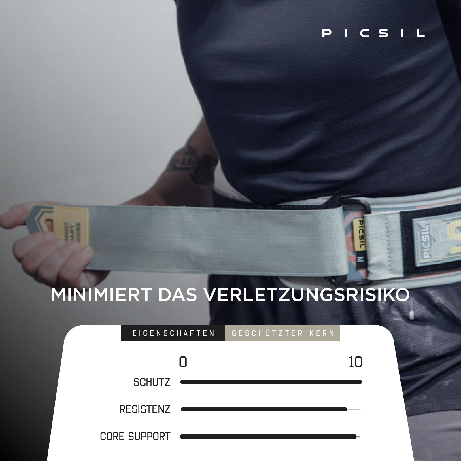 PICSIL - Lendenwirbelgurt Lockpro aus Neopren, Flexibler Support für Cross Training, Functional & Powerlifting, Doppelverschluss