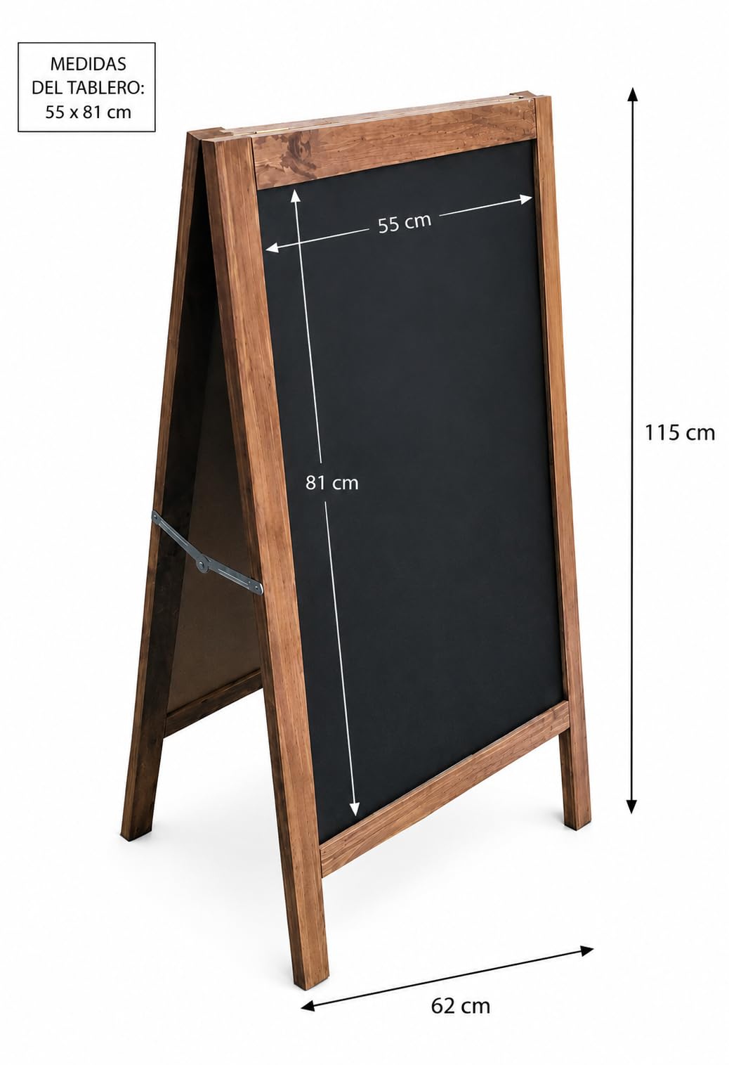 Pizarra Caballete Negra 115x60cm 2 Caras para Rotulador Tiza Líquida y Tiza Convencional