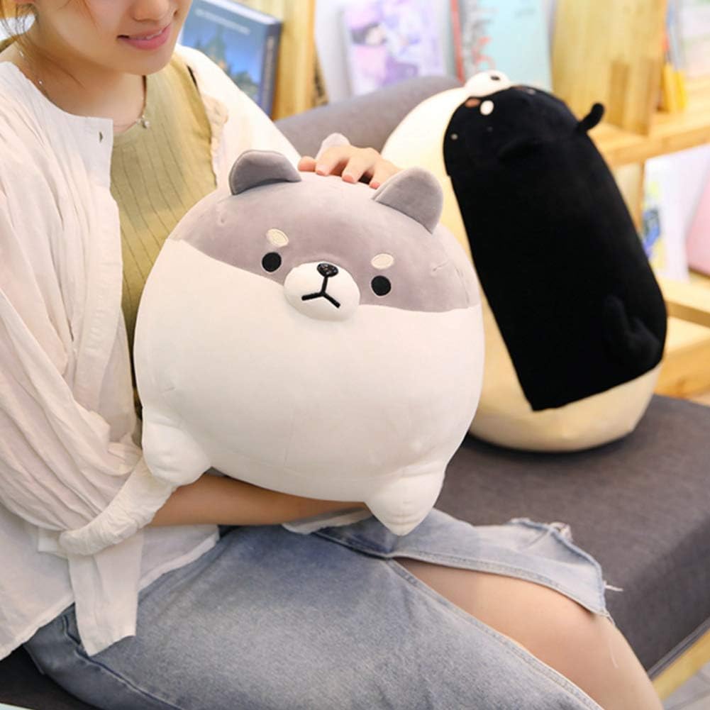 Shiba Inu Dog Plush Pillow,Cute Corgi Stuffed Animal Toy Doll Gifts for Valentine,Christmas (Gray, 19.6 inch)