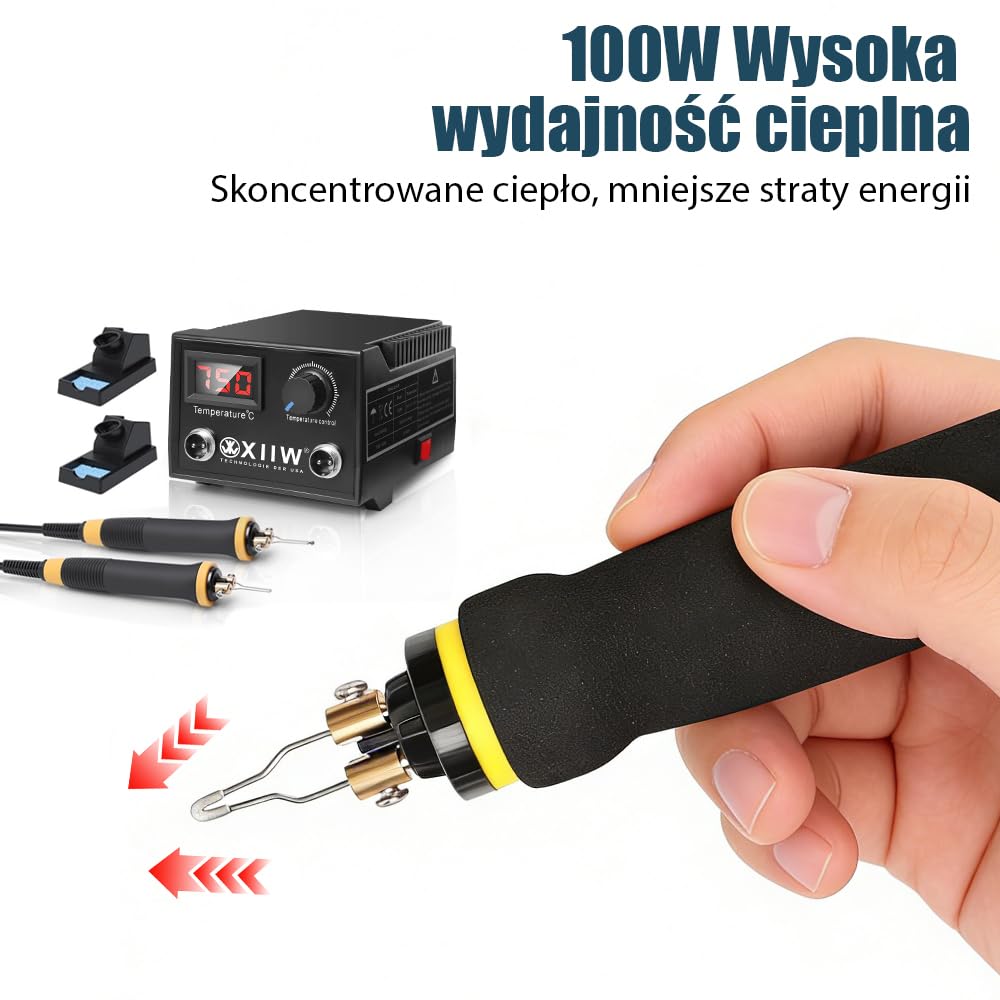 XIIW Zestaw do Pirografii z Podwójnym Pisakiem 100W, 23 Końcówki, Regulacja Temperatury 0-750°C, Profesjonalne Narzędzie do Grawerowania w Drewnie, Skórze i Korku – DIY i Rękodzieło | Regulacja temperatury 0-750°C, palnik drewniany, zestaw kolb palnikowyc