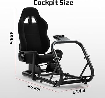 Dardoo Adjustable Racing Simulator Cockpit with Black Seat Fit for Logitech G29 G920 G923, for Fanatec, for Thrustmaster T300RS T500RS,No Wheel Pedal and Handbrake