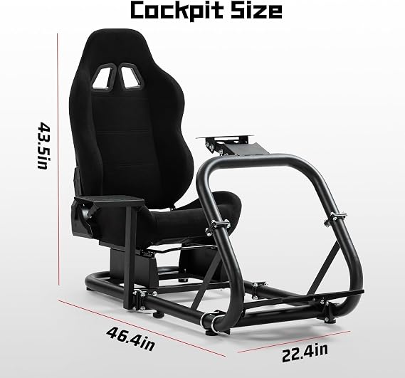 Dardoo Adjustable Racing Simulator Cockpit with Black Seat Fit for Logitech G29 G920 G923, for Fanatec, for Thrustmaster T300RS T500RS,No Wheel Pedal and Handbrake