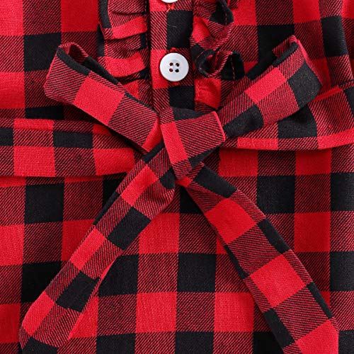 Citgeett JSITIOUY-Y Baby Toddler Girls Long Sleeve Button Down Flannel Red Plaid Shirts Dress thumb #4