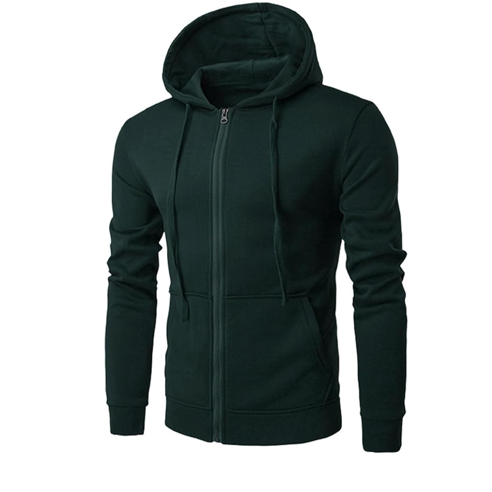 Mens Casual Track Jacket Drawstring Zip Up Hoodies Stylish