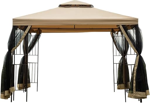 Sunnyglade Garden Gazebo 10 x 10 Patio Backyard Double Roof Vented Gazebo Canopy