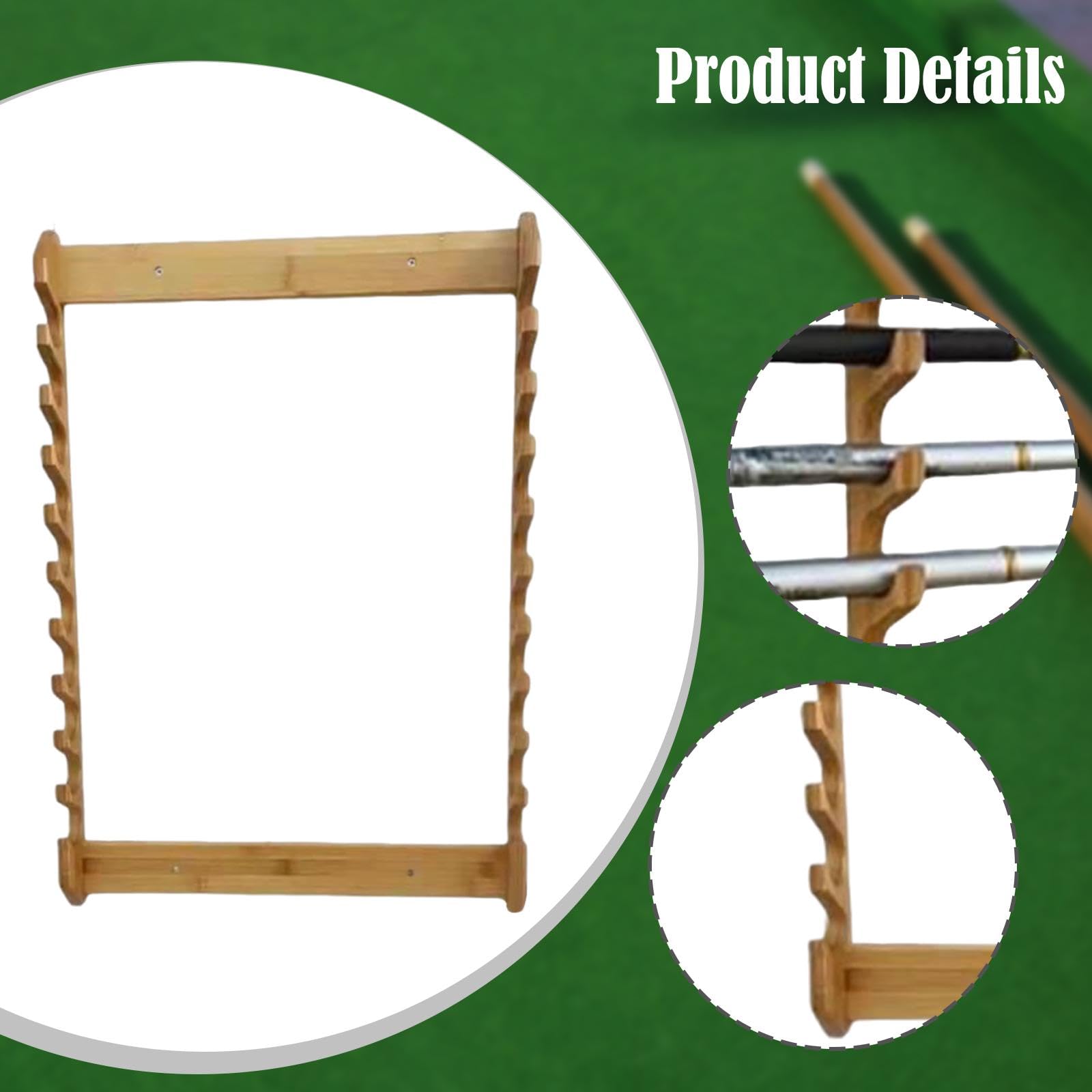 Porta Canne da Pesca, Organizer Multistrato in Legno, Supporto per Canne da Pesca, Espositore per Stecche da Biliardo, Ideale per Casa, Regal