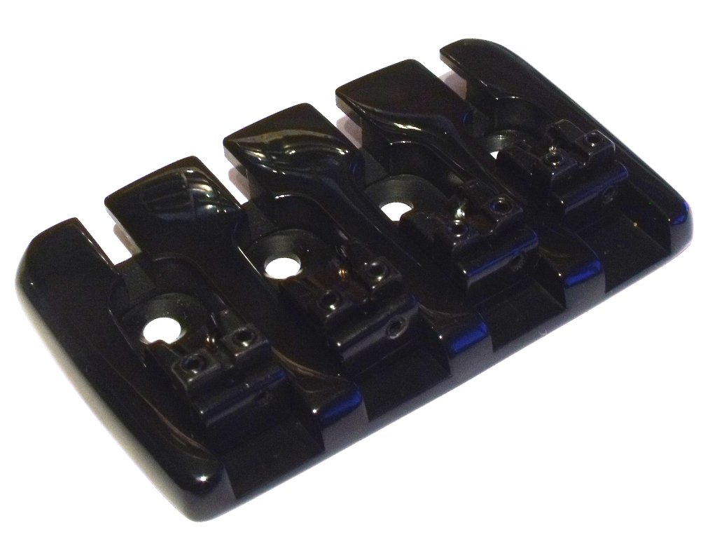 4 string Bass bridge for Jazz/Precision guitar in black BB001 19 mm spacing