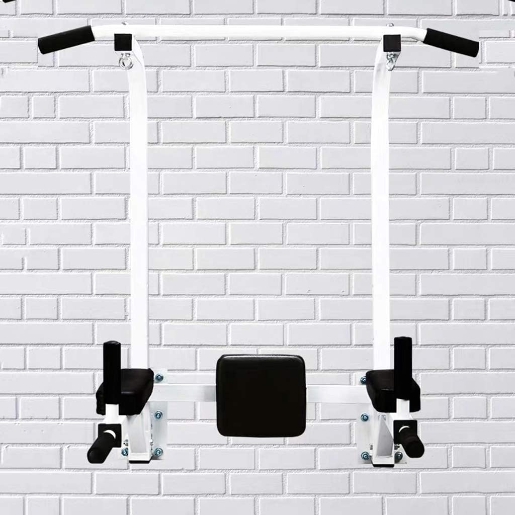 Wall Mount Chin Up Bar Height Adjustable Pull-Up Bar Multi Grip Strength Training Equipment for Home Gym 440 LB Weight Capacity White