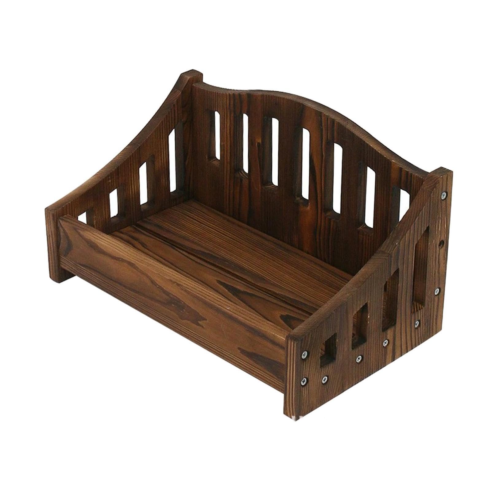 Piccolo letto in legno per posare oggetti di scena per la fotografia di neonati, scelta di tendenza per fotografi professionisti e amatoriali, oggetti, caffè, 38x22.5 cm