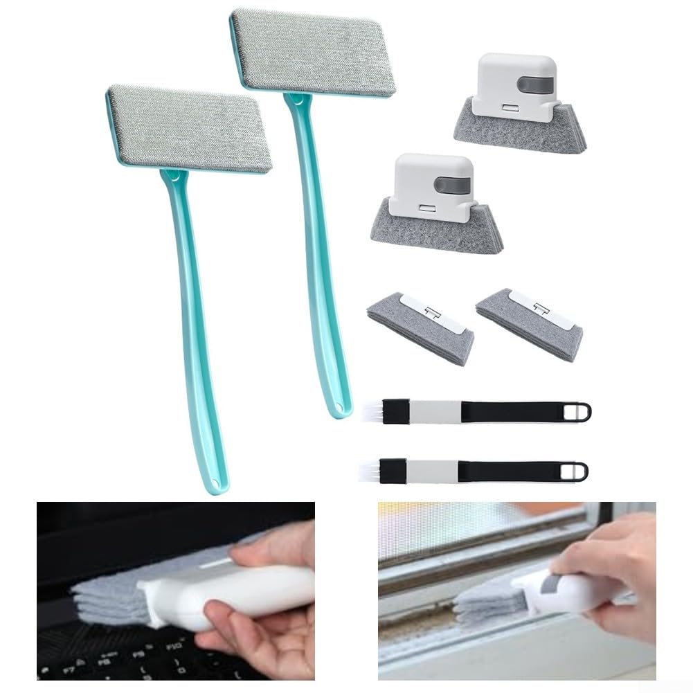 Kit de 8 limpiadores de pantalla de ventana, cepillo de doble uso para malla y vidrio, herramienta eficiente de eliminación de polvo y escombros, ideal para zonas de difícil acceso, perfecto para la
