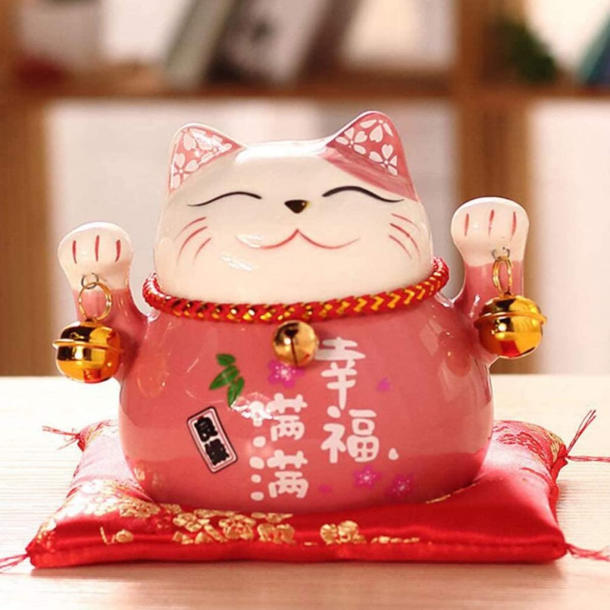 Amazon.co.jp: 猫の貯金箱 陶器製招き猫の貯金箱風水金運コレクション