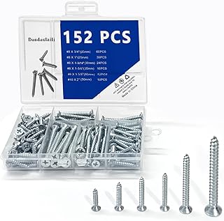 Duoduolaili- Wood Screws Assortment Set, 152 pcs, Self Tapping Screws, Phillips Tips, Wood Screws, Screws, Assorted Screws, Screws Set, Flat Head Screws, Screw Set Assortment (Pack of 152)