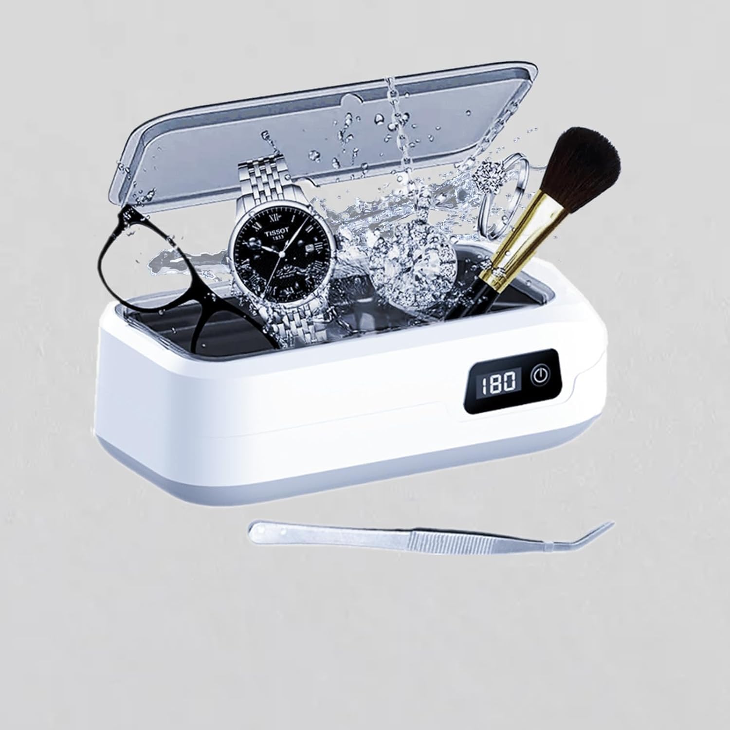 BigKing Lavatrice Ultrasuoni Portatile, 640ml Ultrasonic Cleaner con Coperchio, Pulitore Ultrasuoni da 40 W 48khz, Pulizia a 360°, Timer a Quattro velocità per Gioielli, Occhiali