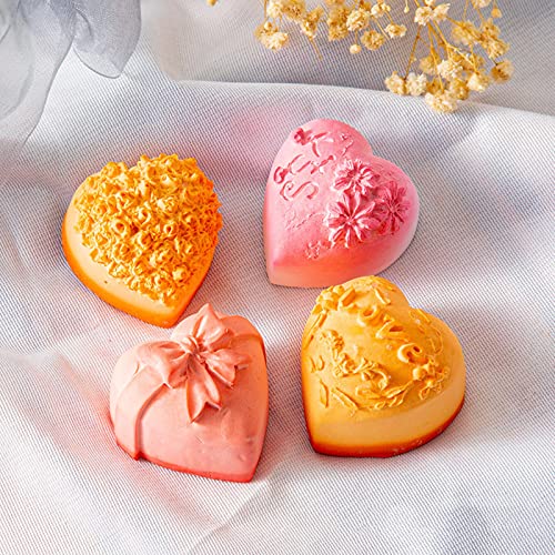 Dd-Life 8 Pcs Heart-Shaped 3D Love Rose Flower Silicone Mold,Rose Silicone Soap Mold For Wedding Valentine's Day Cake Chocolate Dessert Decoration Diy Aromatherapy Handmade Soap Making (White) #TOP3