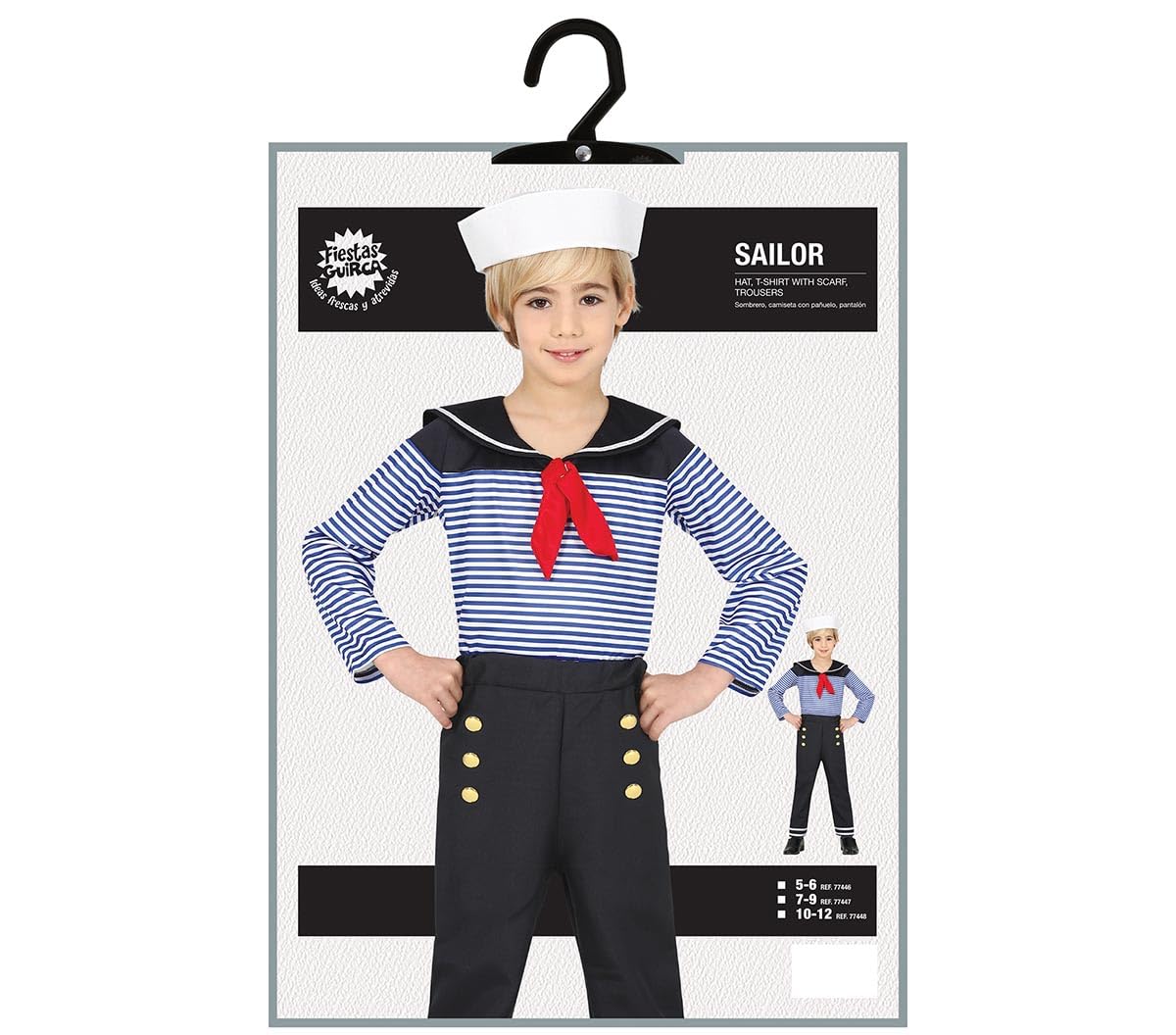 Disfraz Marinero Para Adultos - Conjunto Unisex Con Sombrero Y Pañuelo, Talla única