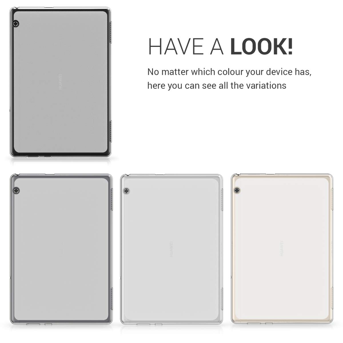kwmobile Custodia Protettiva Tablet Compatibile con Huawei MediaPad T5 10 Cover - Cover Trasparente Morbida Silicone Tablet trasparente