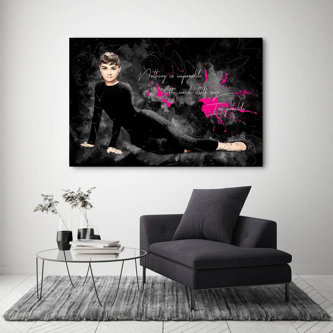 Kunstgestalten24 | Audrey Hepburn Bild Kunst Spruch Zitat | Leinwand Bild | Wohnzimmer bilder | Wandbilder | Wanddeko | XXL Bilder auf Leinwand | Moderne Bilder | Hochwertige Kunstdrucke