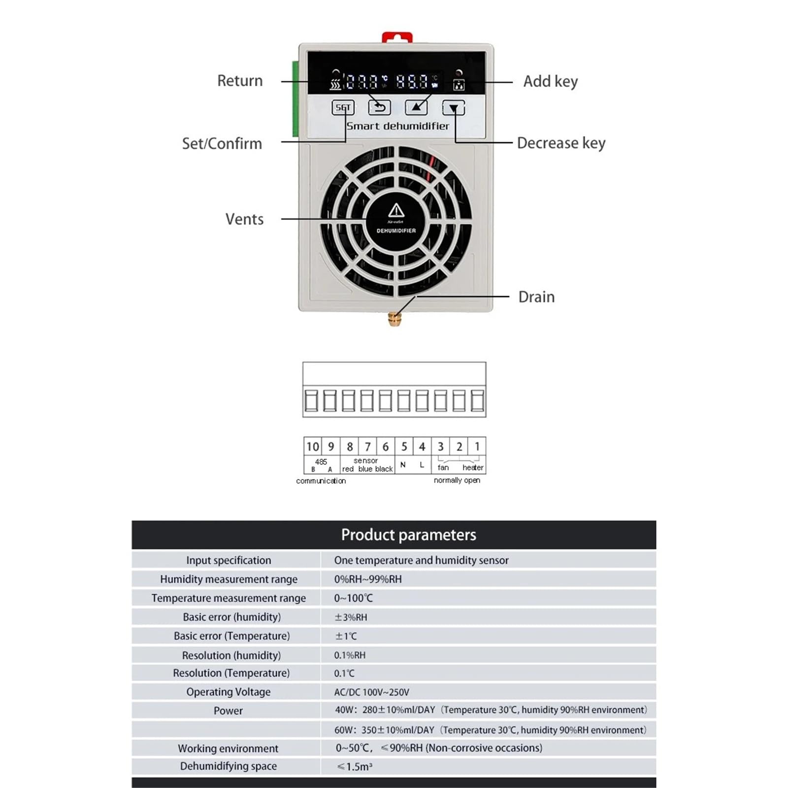 Deumidificatore industriale Deumidificatore intelligente for armadio industriale 40W 60W Con RS485(CZCS 40W-220V(AC))