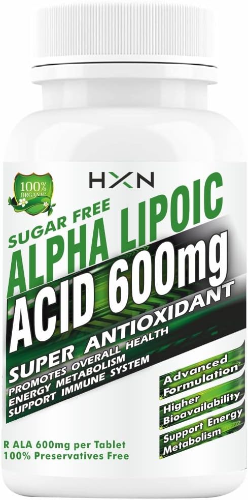 Alpha Lipoic Acid 600mg, ALA Supplement With Vitamin B12, L-Glutathione, Hyaluronic Acid, Vit C, Antioxidant Supplements For Neuropathy, Good Health & Liver Detox-60 Tablet (Sugar-Free Pack1)
