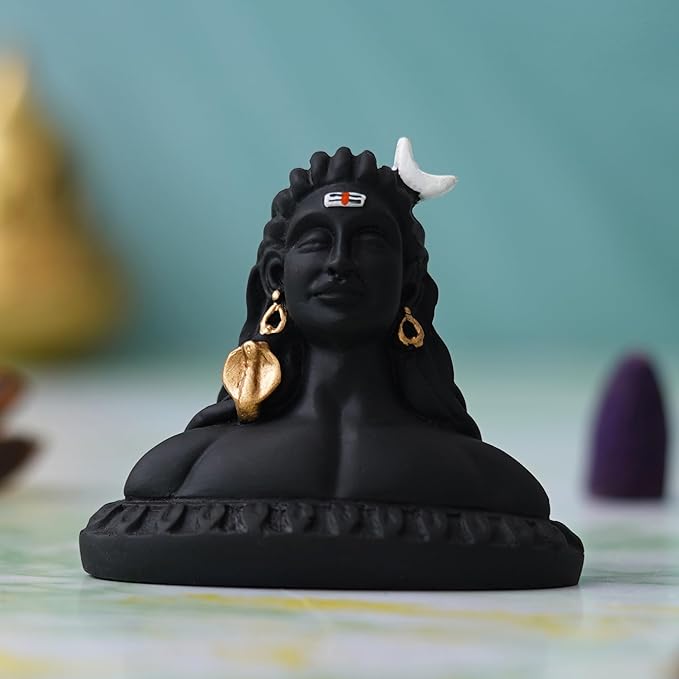 eCraftIndia Handcrafted Polyresin Black Adiyogi Lord Shiva Statue Murti for Car Dashboard Home, Pooja Room, Office Decor at Rs. 75