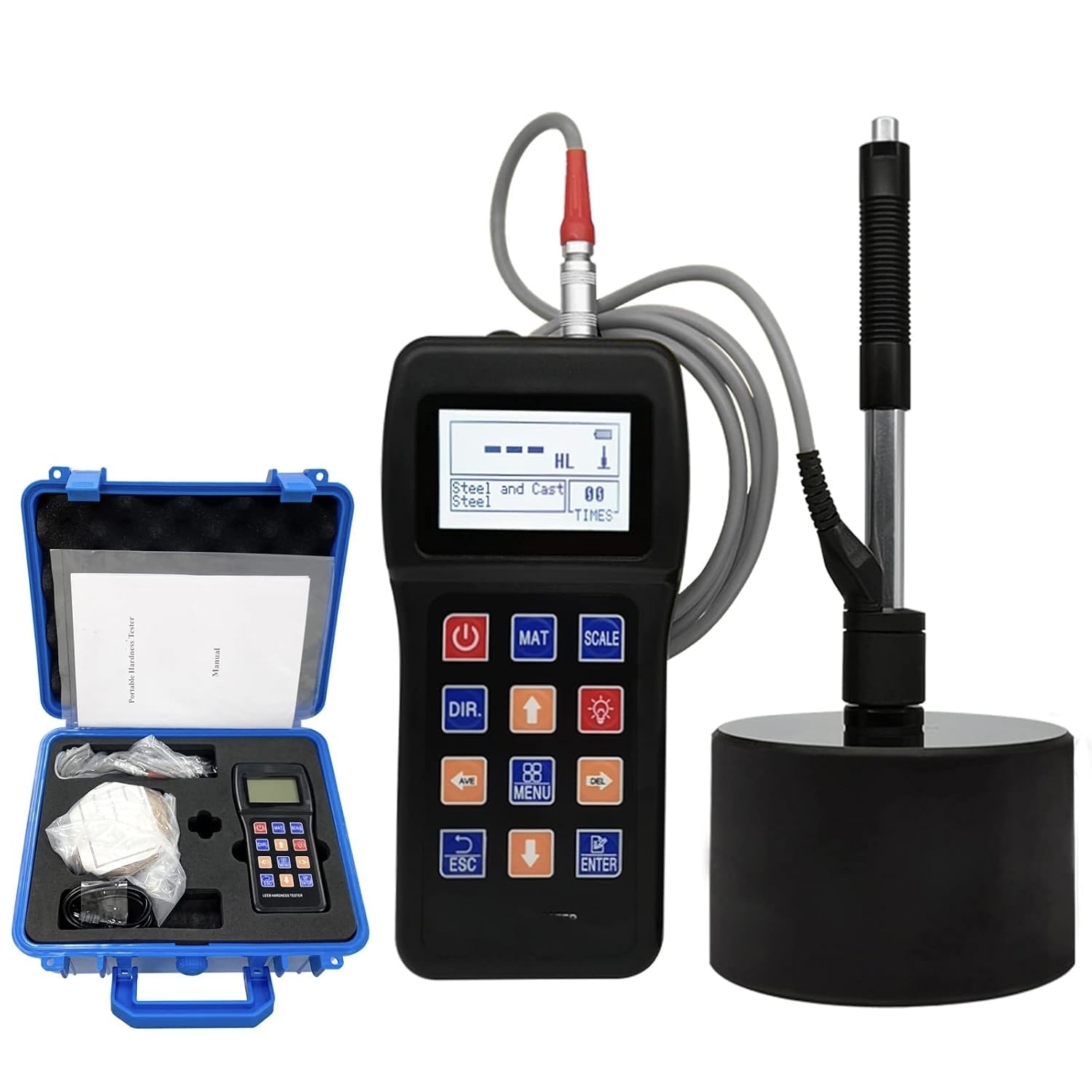 Durómetro portátil Leeb Hld 170-960 con bloque de prueba para durómetro de metales, bloque de prueba portátil estándar | kit de calibración de metales, medidor de taller industrial multiescala