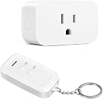 DEWENWILS Indoor Remote Control Outlet, Wireless Remote Light Switch, No Interference, No Wiring, 15A/1875W, 100ft RF Range, Compact Design, Programmable