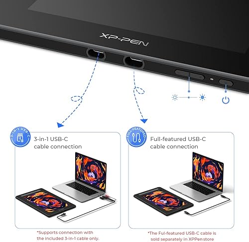 Miniatura 4 de XPPen Artist 16 2nd - Tableta de dibujo gráfico con pantalla de inclinación totalmente laminada, sin batería, lápiz capacitivo, 10 teclas de acceso