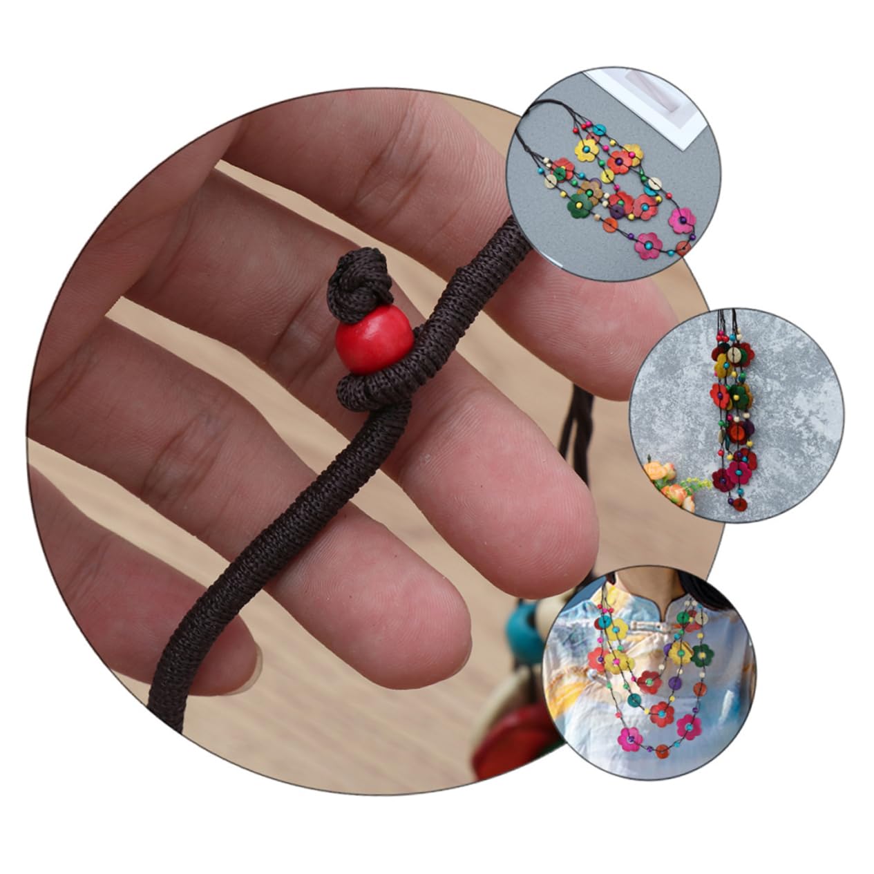 ZH1YFD Bohemia Vintage Naszyjnik dla kobiet ręcznie robiony biżuteria z wielkimi kwiatami kokosowej