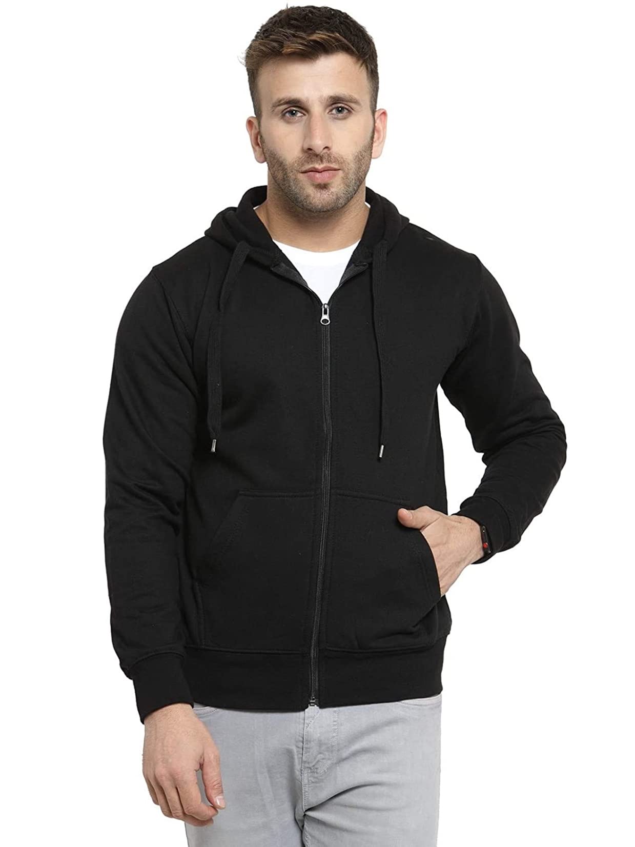 bollywood designer Men's Plain Full Sleeves Regular Fit Cotton Zipper Hoodie Sweatshirt for Men (Multicolor and Size M=38,L=40,XL=42)-picture-27