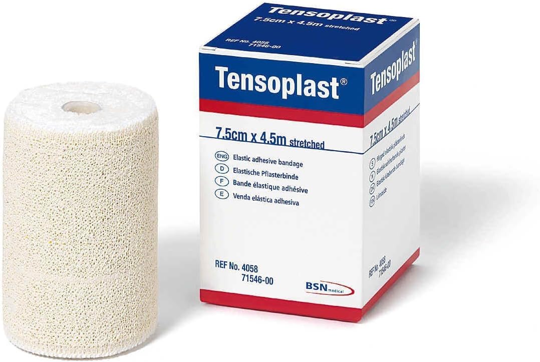 Tensoplast Elastic Athletic Tape, Provides Medium Support or Compression with High Adhesive Properties, Water Replellent and Air Permeable, White, 2" X 5 yds, Roll
