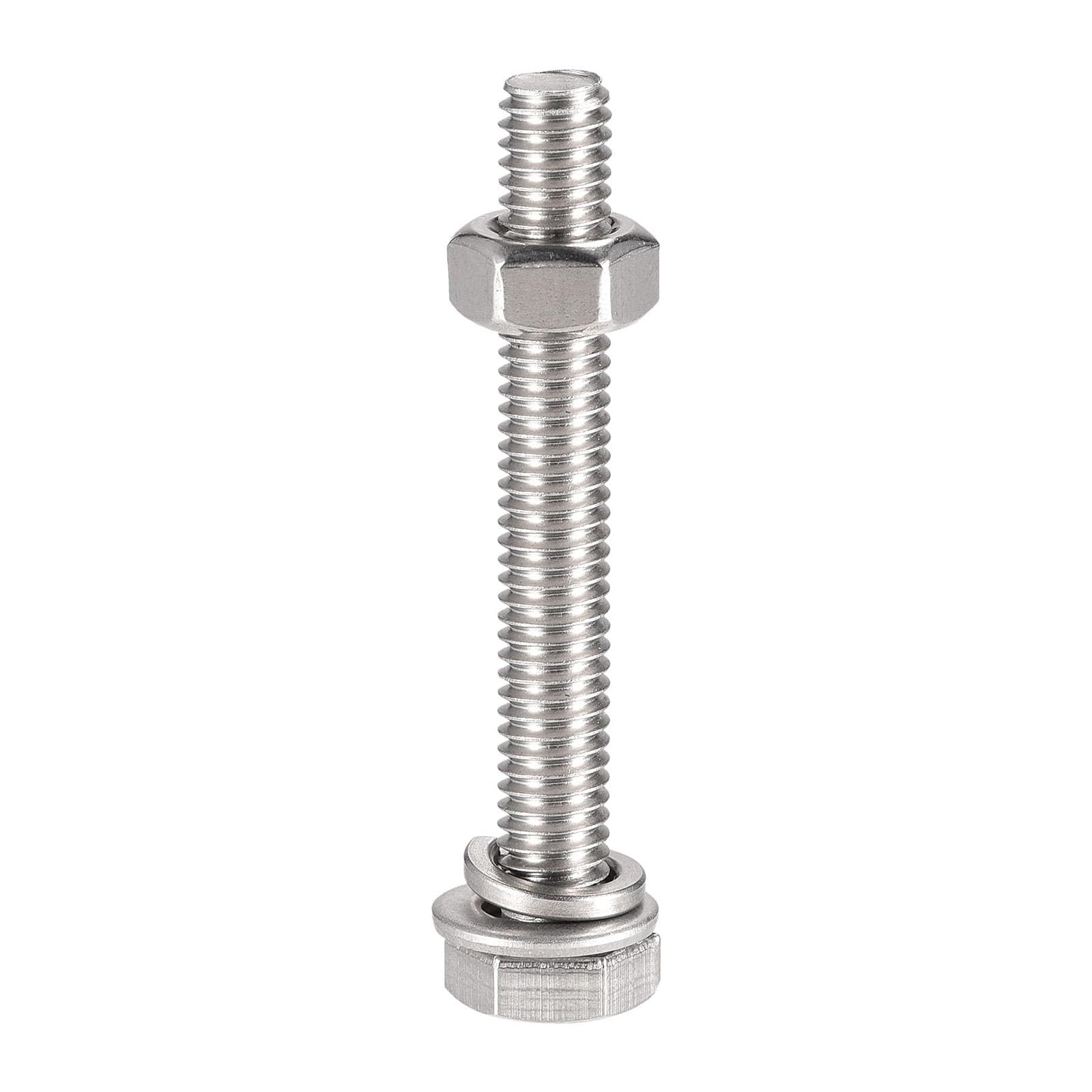 TA-VIGOR 10Pcs M6 x 45mm Hex Head Screws Bolts, Nuts, Flat & Lock Washers Kits, Fully Thread Hexagon Bolts - Image 4