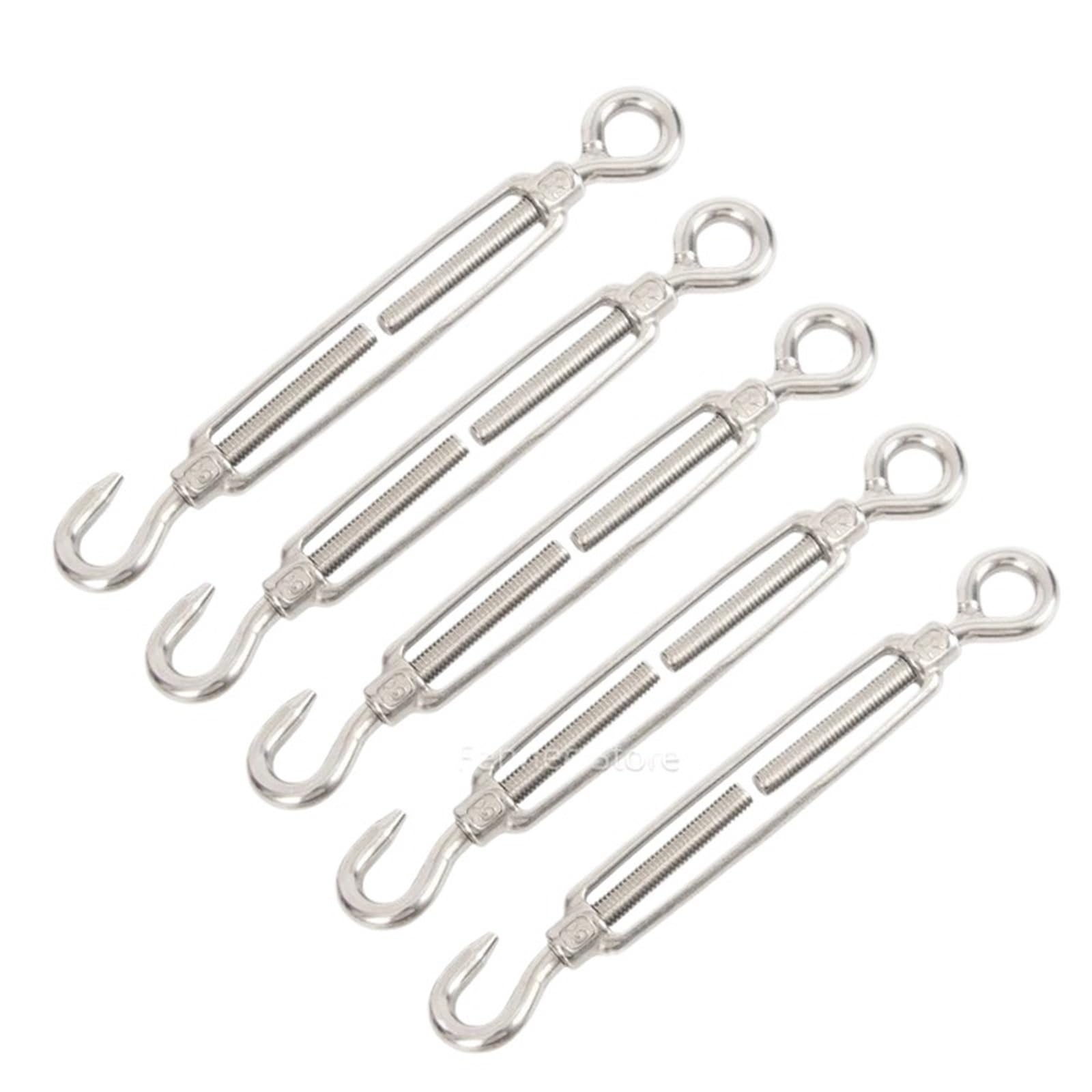 Tensor de Cable con Tensor de Cadena, Tensor de Cuerda de Alambre for jardín, Paquete de 5 tensores de Ojo de Gancho 304 SS M4 M5 M6 M8 M10(OC Type-5PCS,M10)