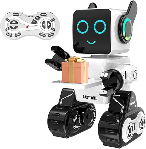 Robots para niños, control remoto robot juguete inteligente interactivo robot luz LED habla, bailes incorporado, banco de monedas programable