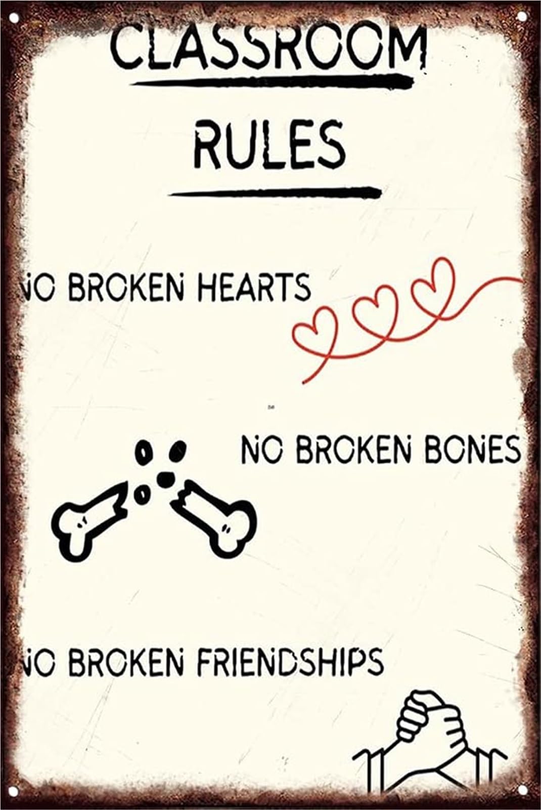 ZDVHOMCB Class Rules Hippie Retro Metal Sign For Garden Fence Patio Deck Balcony Wall Hanging 8 X 12 in