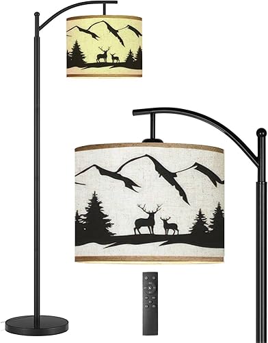 WEFHFGK Lámparas de pie de arco, de montañas, viajes, camping, naturaleza, desierto, lámpara de pie con control remoto, lámparas altas de metal con