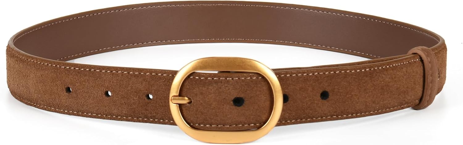 Valleycomfy Womens Leather Suede Waist Belt for Casual Dress Jeans Ladies with Gold Buckle - Image 6