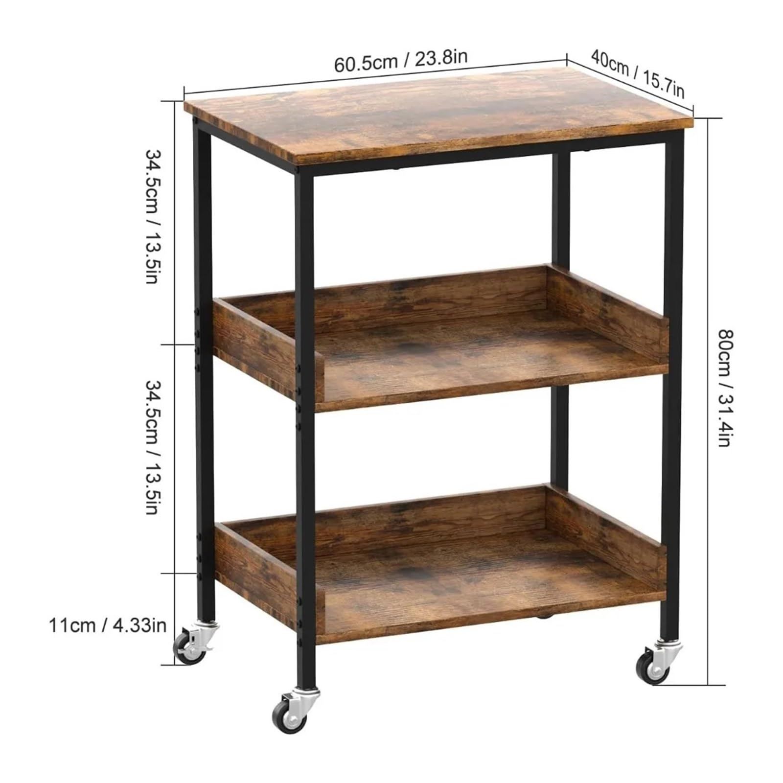 Carrello Multiuso da Cucina Carrello portaoggetti da Cucina con rotelle a 3 Livelli su Ruote, Isola Cucina e Carrello for Soggiorno e Cucina Carrello di Servizio