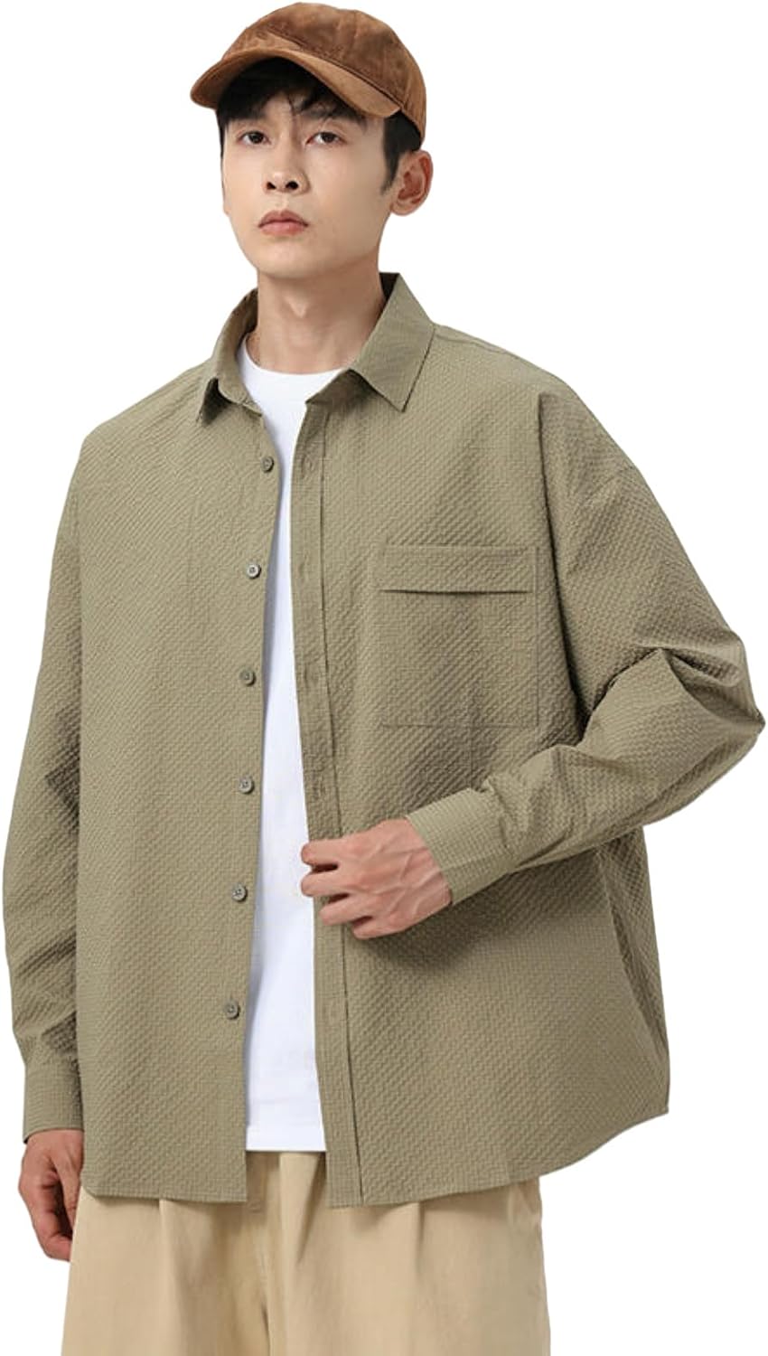 Men's Spring Autumn Solid Color Long Sleeve Campus Style Casual Versatile Shirt