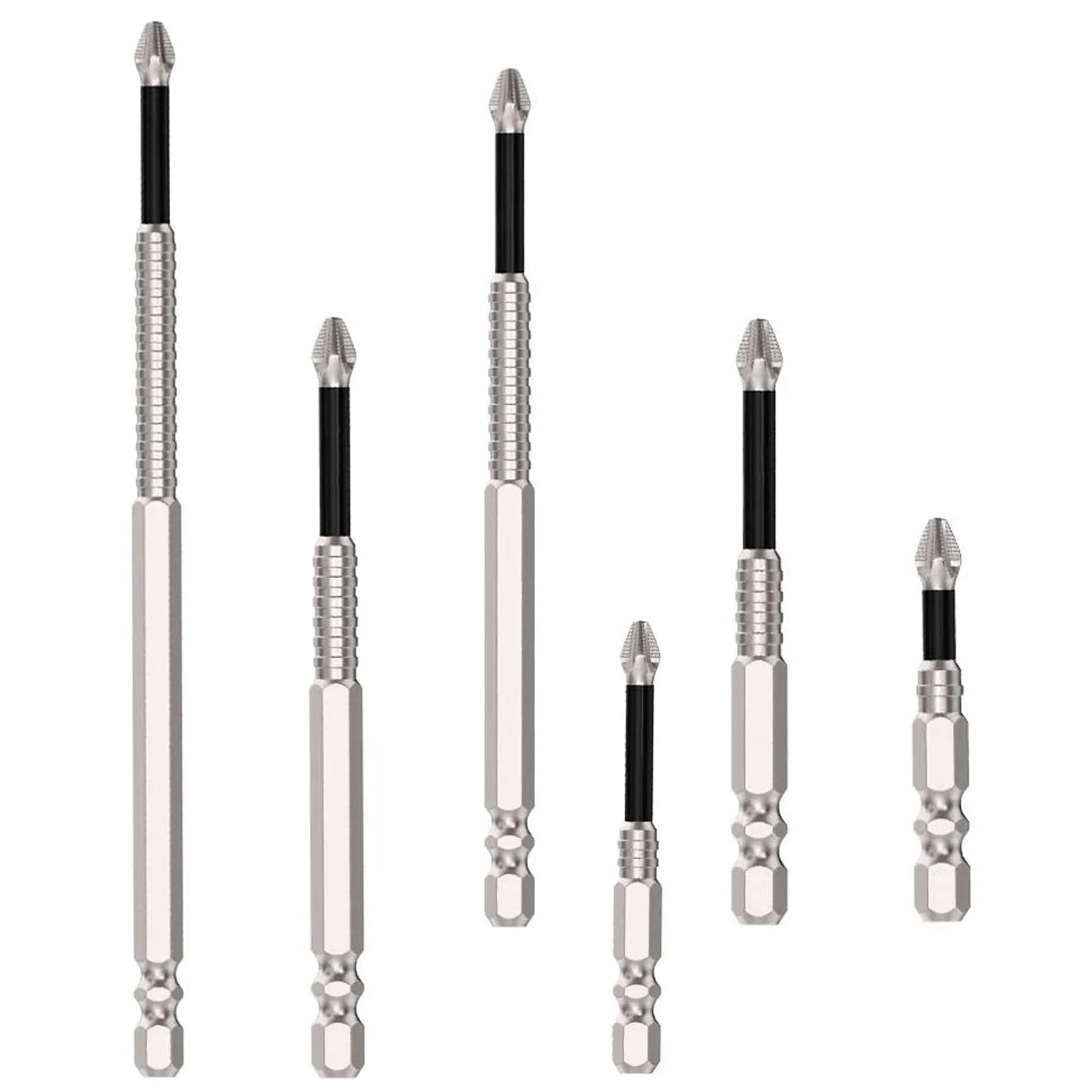 6 Pieces Magnetic Phillips Screwdriver Bit Set, 1/4 Inch Hex Shank, Alloy Steel Anti-Slip Cross Driver Bit for Power Screwdriver Impact Drill