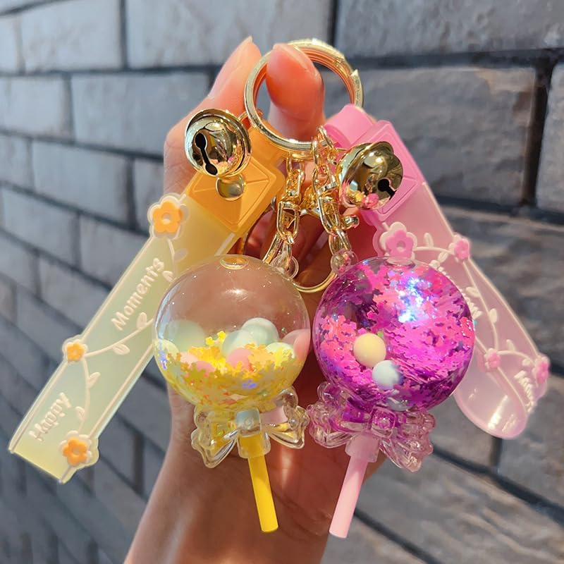 HSYHERE Girls Women Creative Beautiful Floating Candy Lollipop shaple Bottle Keychain Keyrings Key Ring - Image 4