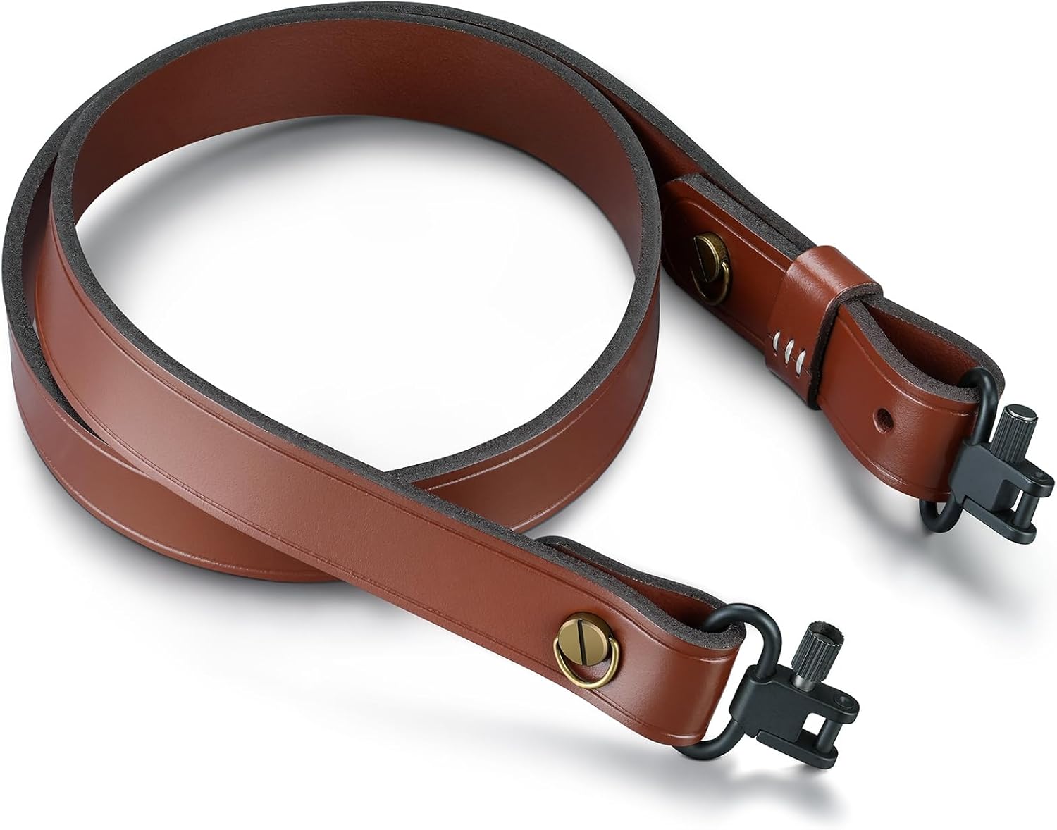 CVLIFE Gun Sling for Rifle Leather Two Point Sling Gun Sling with Removable Swivels, Adjustable Leather Rifle Sling for Outdoor Sports