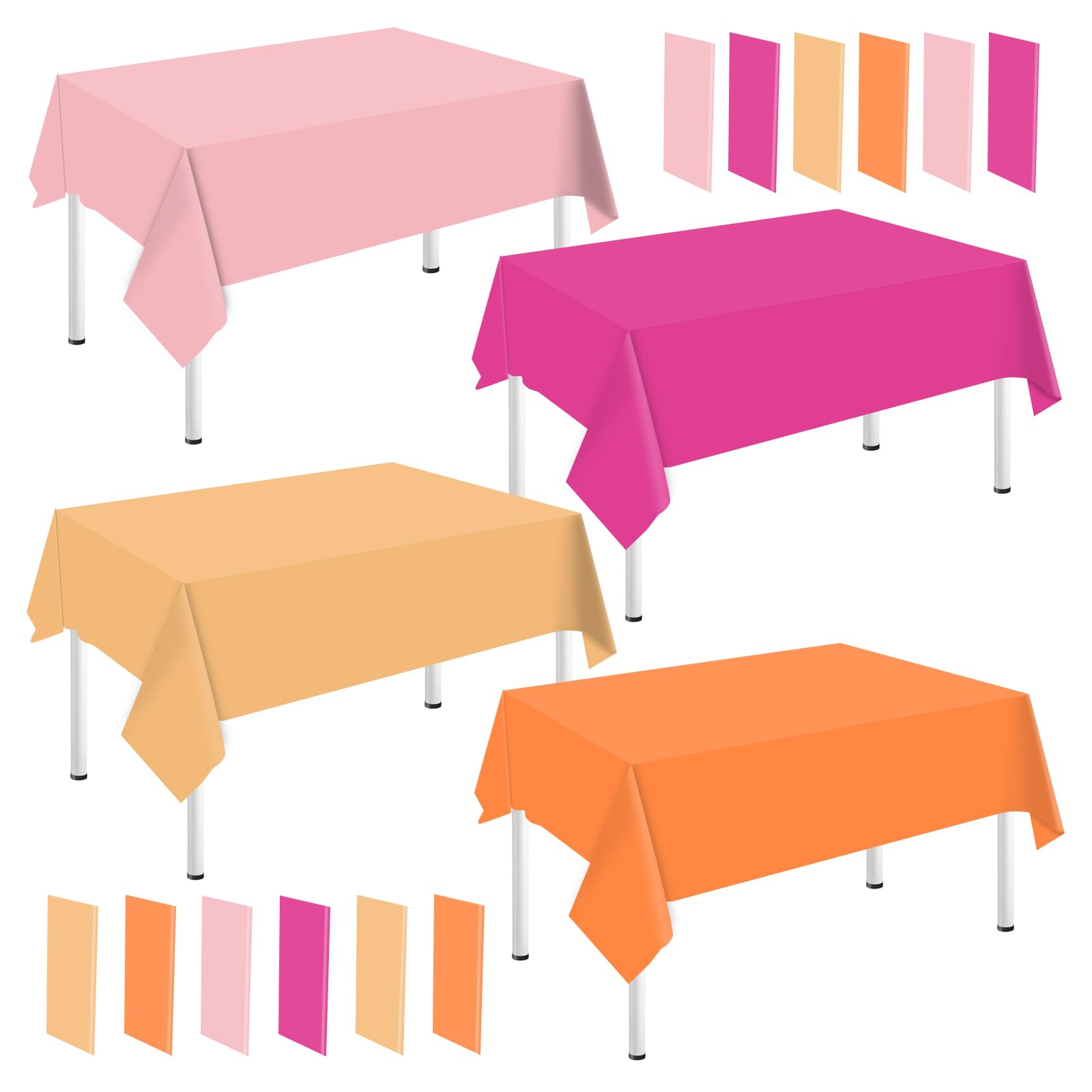 Whaline 16Pcs Pink and Orange Plastic Tablecloth Tequila Color Rectangle Table Cover Waterproof Table Cloth for Parties Decoration Supplies, 54 x 108