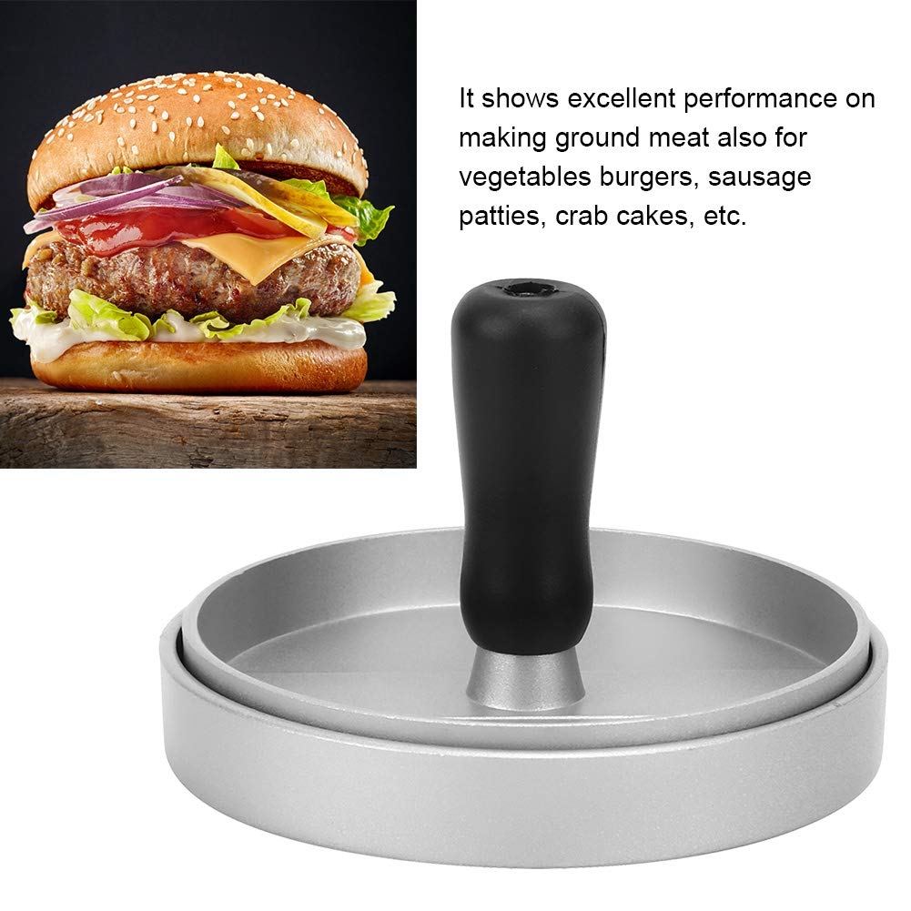 Tomotato Aluminum Burger Press Patty Maker, Non Stick Meat Barbecue Presses Mold with Handle, Round Burger Press for Commercial Home Use, Hamburger Meat Press Tool, Dishwasher Safe