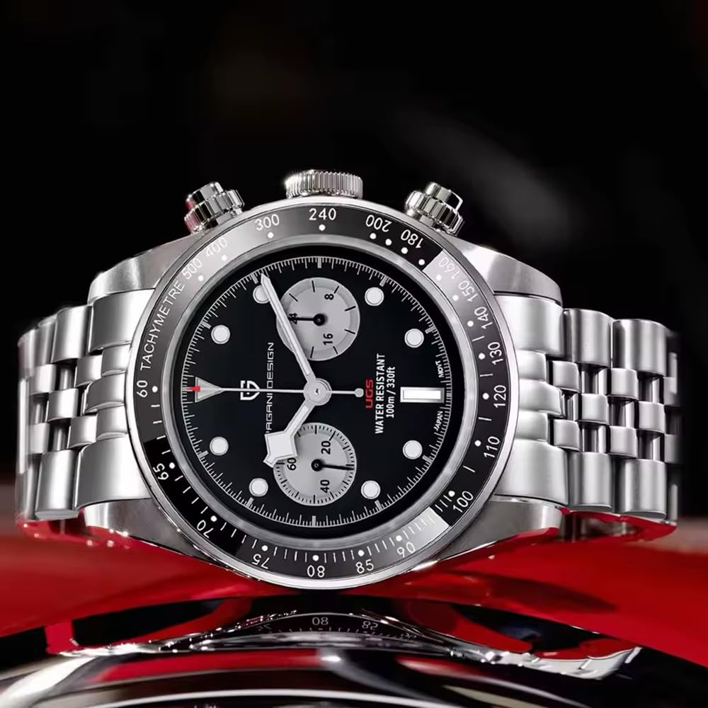 Lacz Denton Pagani Design 1718 Panda Dial Mens Chronograph Watches