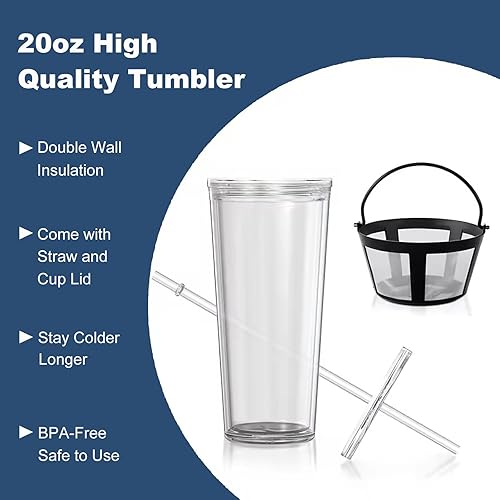 Miniatura 4 de Máquina eléctrica de té helado y caliente con vaso de viaje de 20 onzas, cafetera individual con filtro reutilizable (negro)