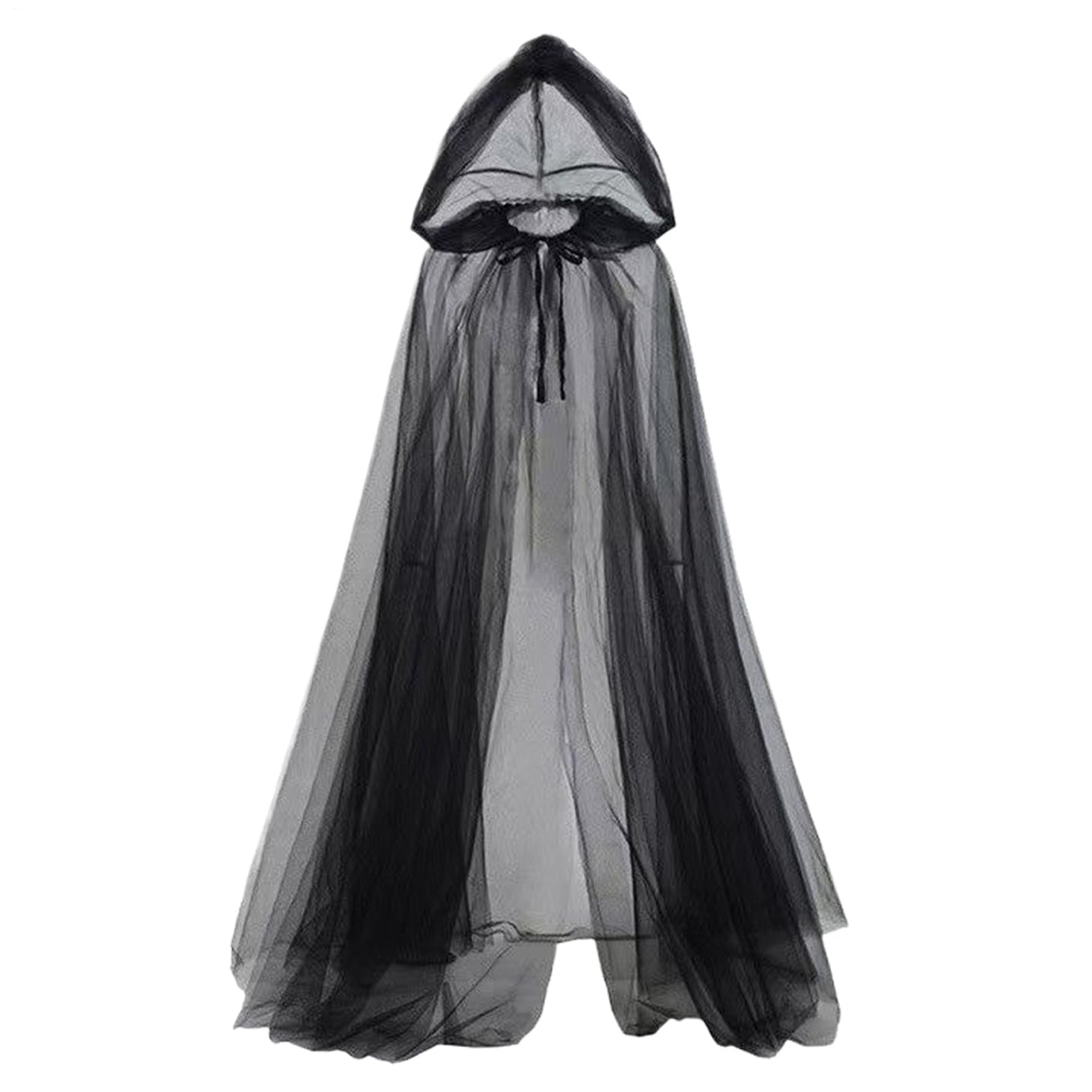 Capa negra con capucha | Capa larga gótica transparente | Trajes de mujer para fiesta de otoño, foto fantasma, Halloween, vampiro, boda, hoguera, fiesta, cosplay