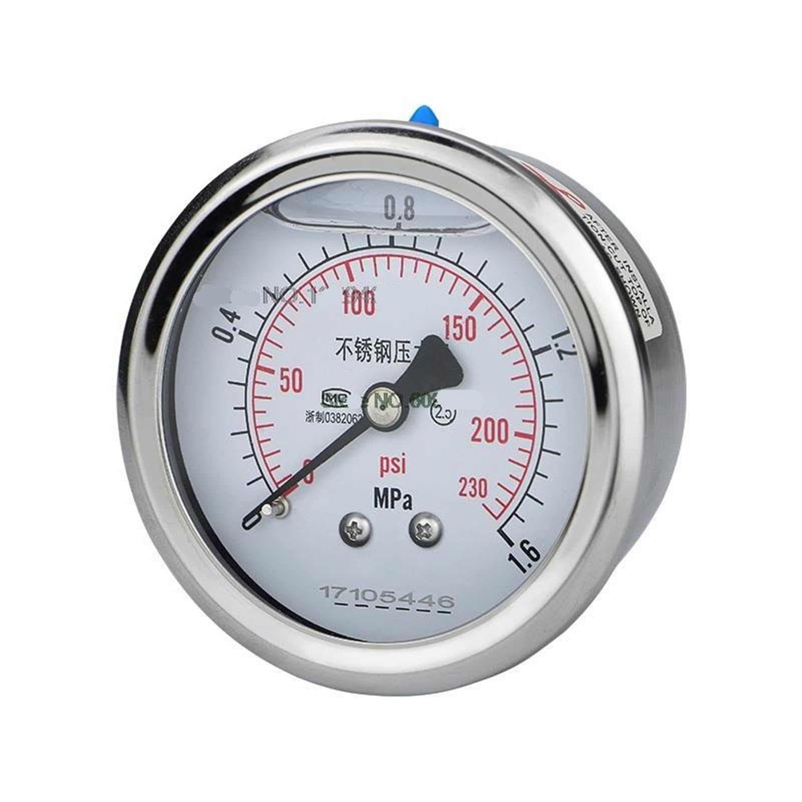 Manómetro Axial a prueba de golpes YN60ZBF, manómetro de vacío de presión de aire y agua hidráulico de aceite resistente a golpes(0-4Mpa)